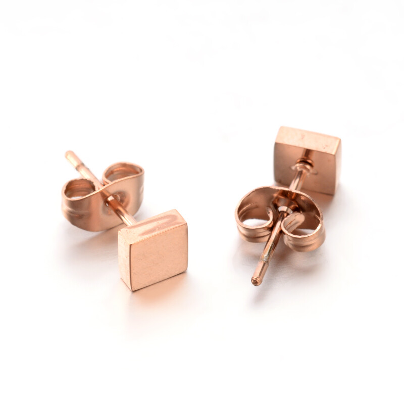 ROSE STAINLESS SQUARE STUD EARRINGS FJE8L