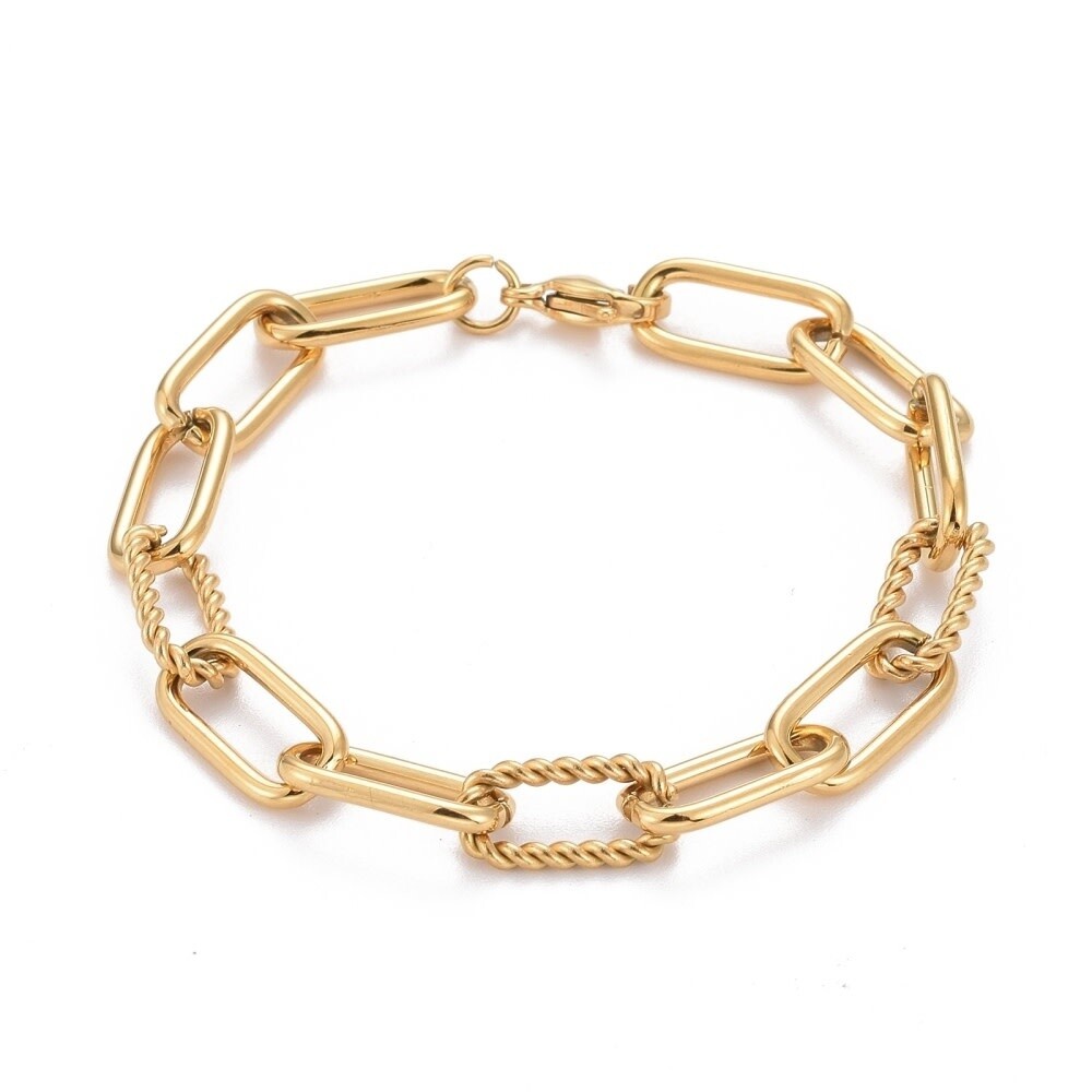 GOLD STAINLESS LINK BRACELET FJB56