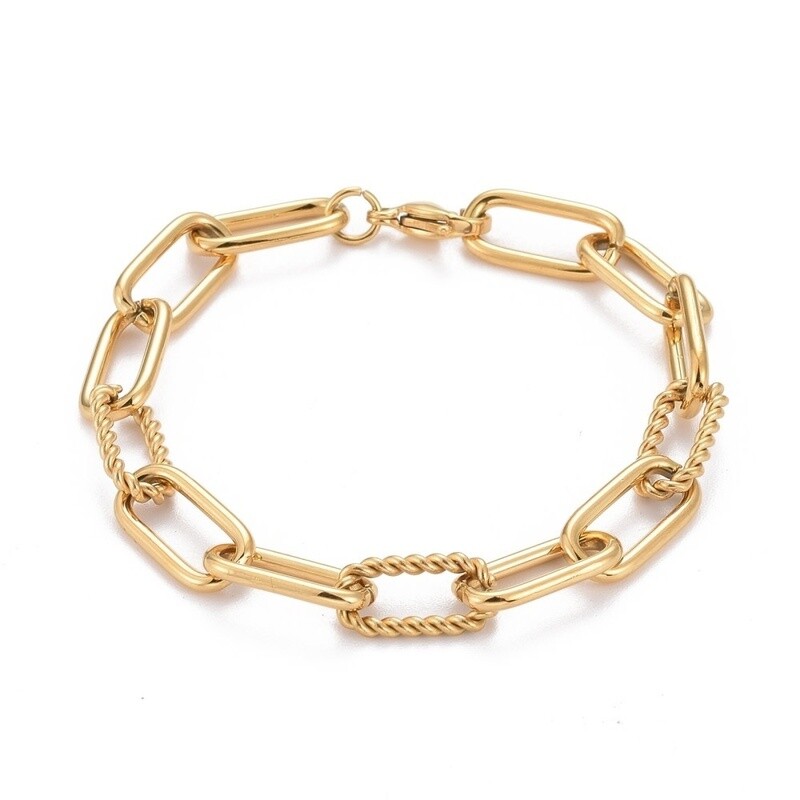 GOLD STAINLESS LINK BRACELET FJB56