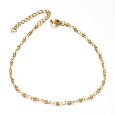 GOLD STAINLESS BEAD ANKLET FJA11