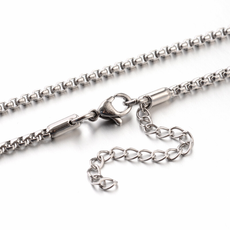 SILVER STAINLESS 2.5MM BOX CHAIN 24"