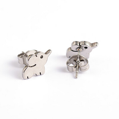 STAINLESS ELEPHANT STUD EARRINGS FJES9
