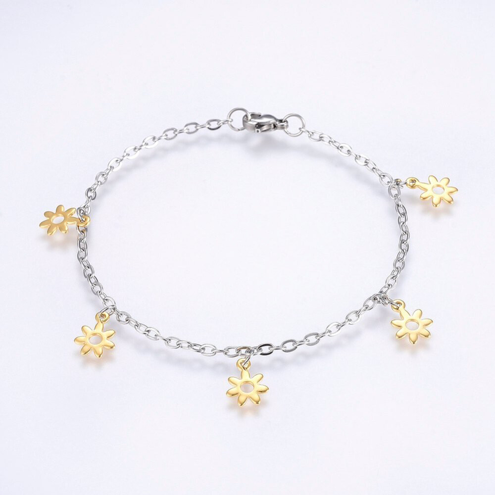 MIXED STAINLESS SUN DANGLE BRACELET FJB91