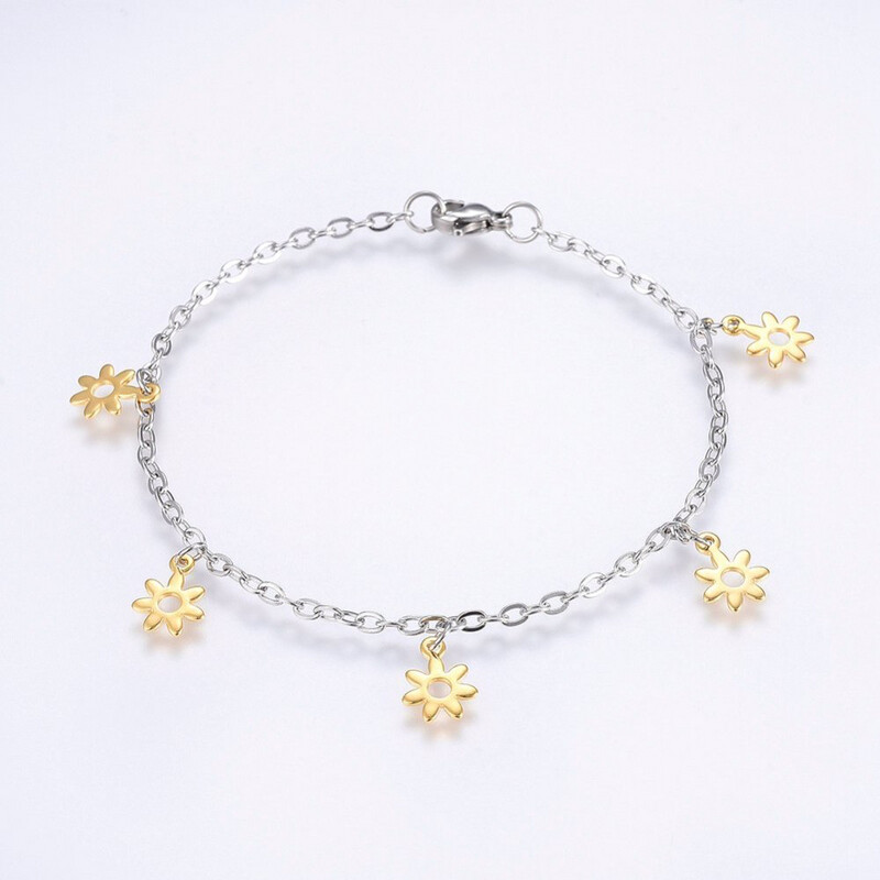 MIXED STAINLESS SUN DANGLE BRACELET FJB91
