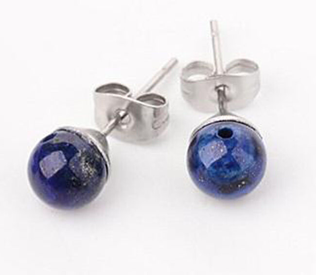 STAINLESS LAPIS EARRINGS FJEWH/L