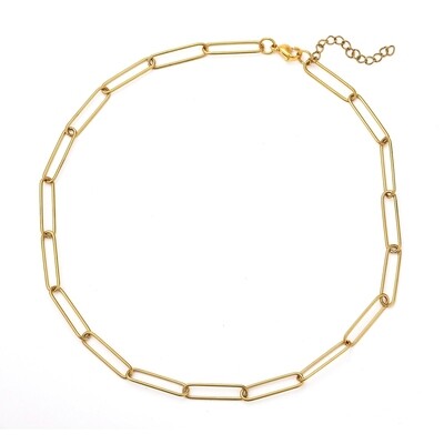 GOLD STAINLESS PAPERCLIP LINK CHAIN FJN73