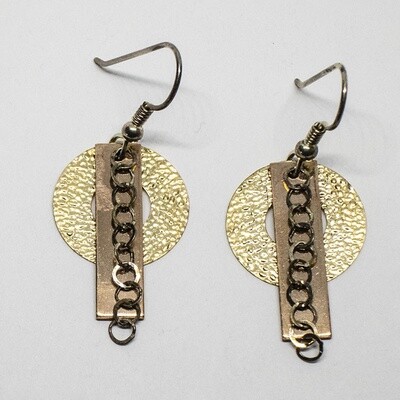 ROSE & GOLD FILLED & OXIDIZED SILVER EARRINGS ASE28