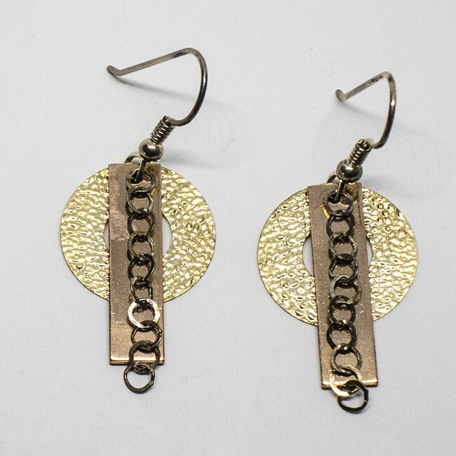 ROSE &amp; GOLD FILLED &amp; OXIDIZED SILVER EARRINGS ASE28