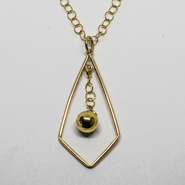 GOLD-FILLED KITE-SHAPE BALL DROP NECKLACE