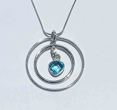 SILVER DOUBLE CIRCLE TOPAZ NECKLACE