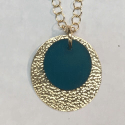YELLOW GOLD-FILLED SEA GLASS BLUE/GREEN NECKLACE