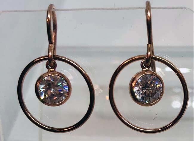 GOLD-FILLED CIRLE &amp; CZ EARRINGS