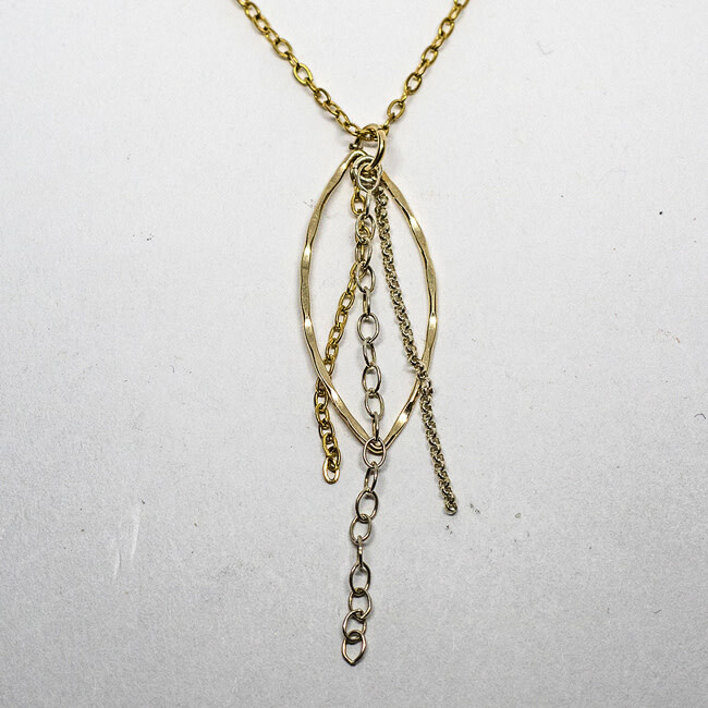 GOLD-FILLED MARQUISE &amp; CHAIN NECKLACE