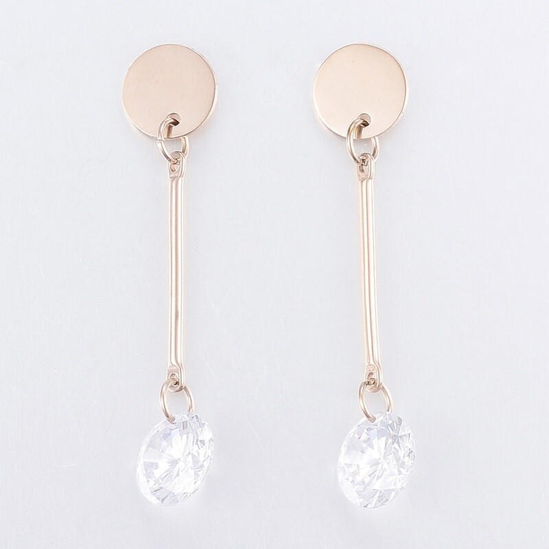 ROSE STAINLESS CZ POST EARRINGS FJE105