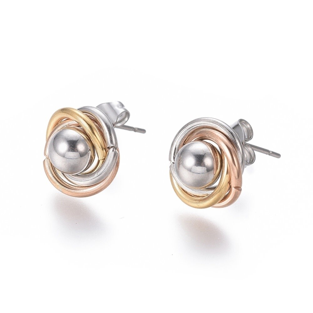 MIXED STAINLESS BRAIDED POST EARRINGS FJE72