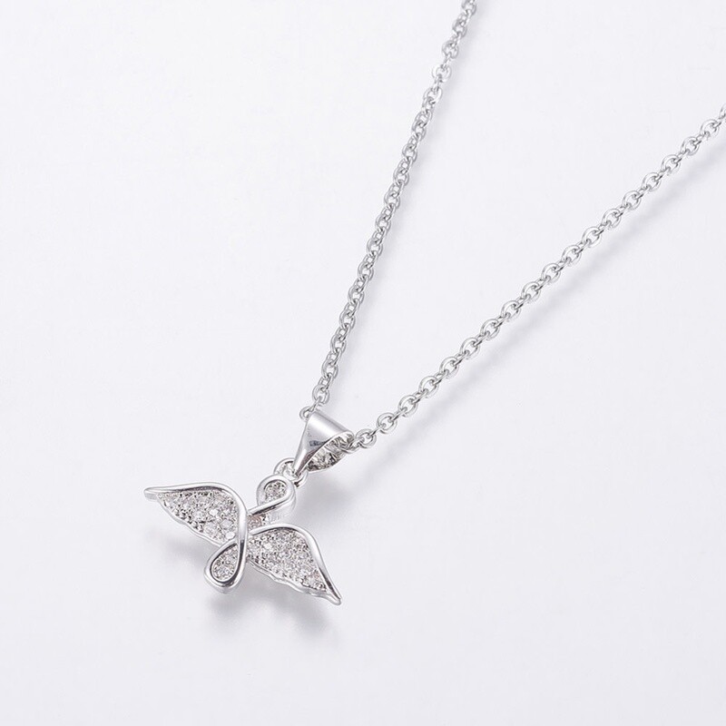 STAINLESS CZ ANGEL NECKLACE FJN74