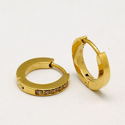 GOLD STAINLESS HUGGIE EARRINGS FJE89
