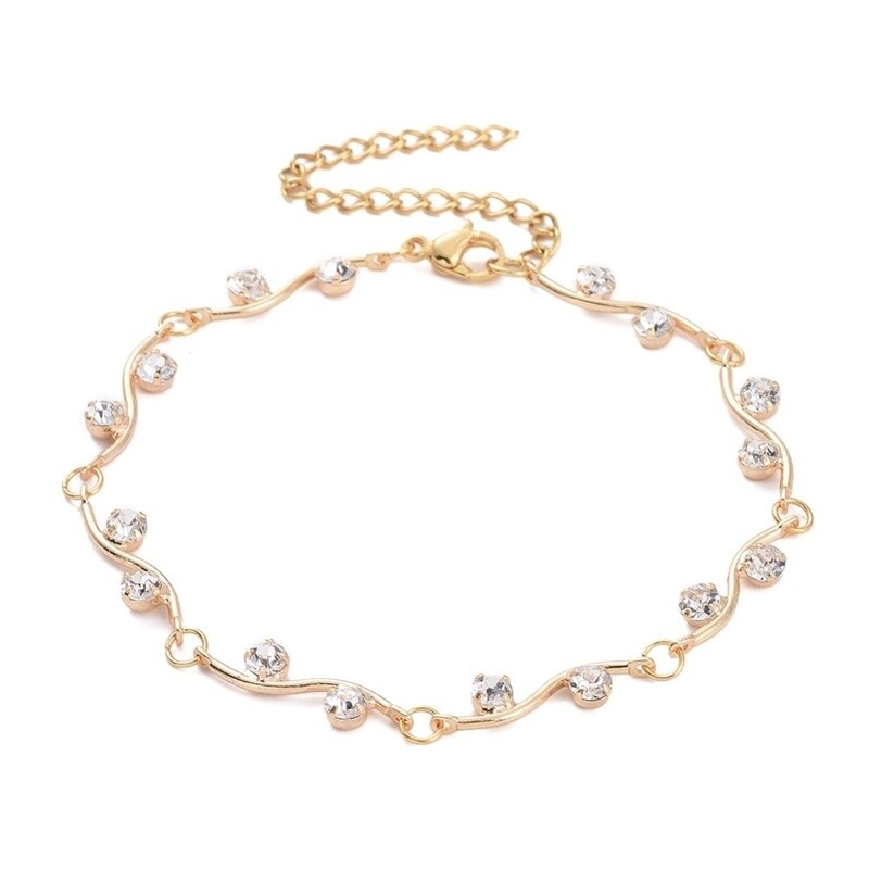 GOLD STAINLESS CZ SWIRL BRACELET FJB18