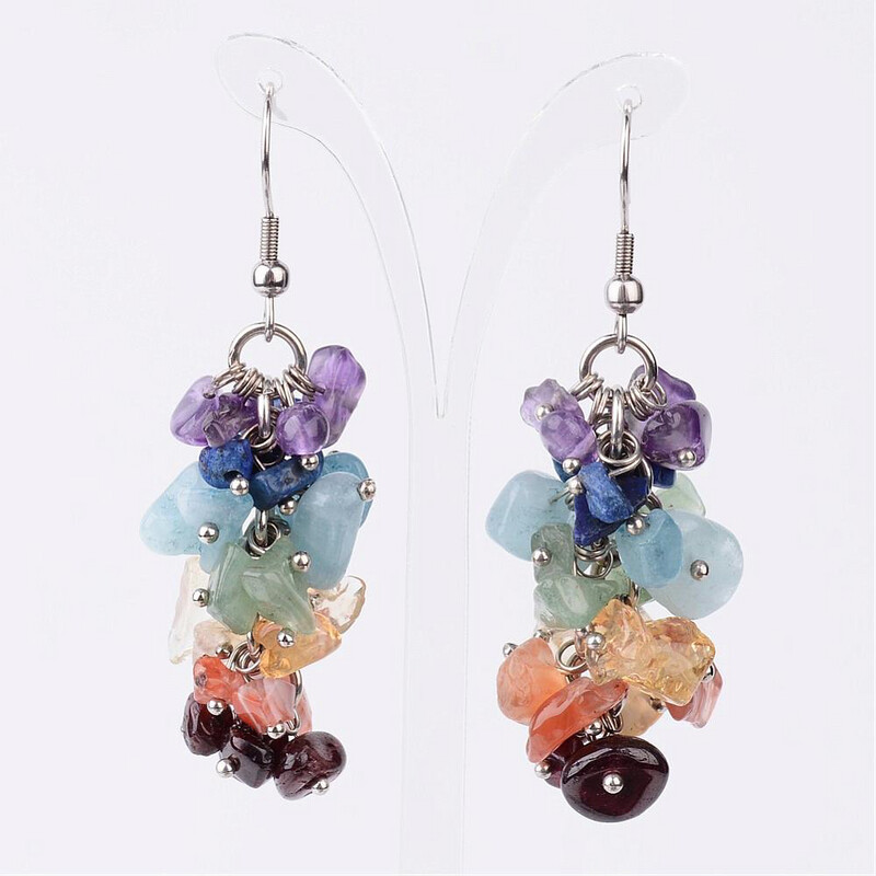 STAINLESS MIXED STONES EARRINGS FJE6X