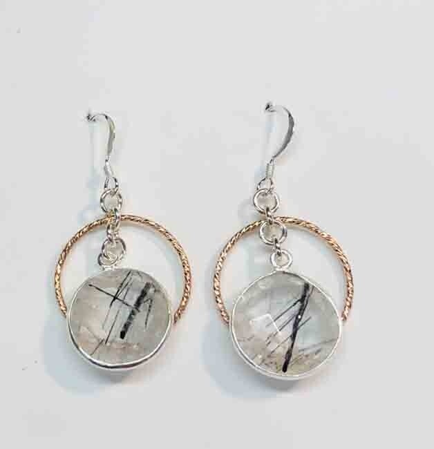 MIXED METALS QUARTZ EARRINGS