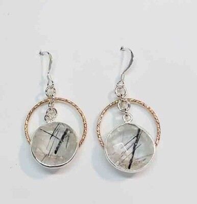 MIXED METALS QUARTZ EARRINGS