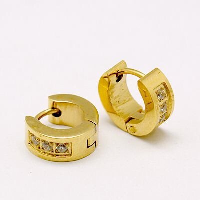 GOLD STAINLESS  HUGGIE EARRINGS FJE11