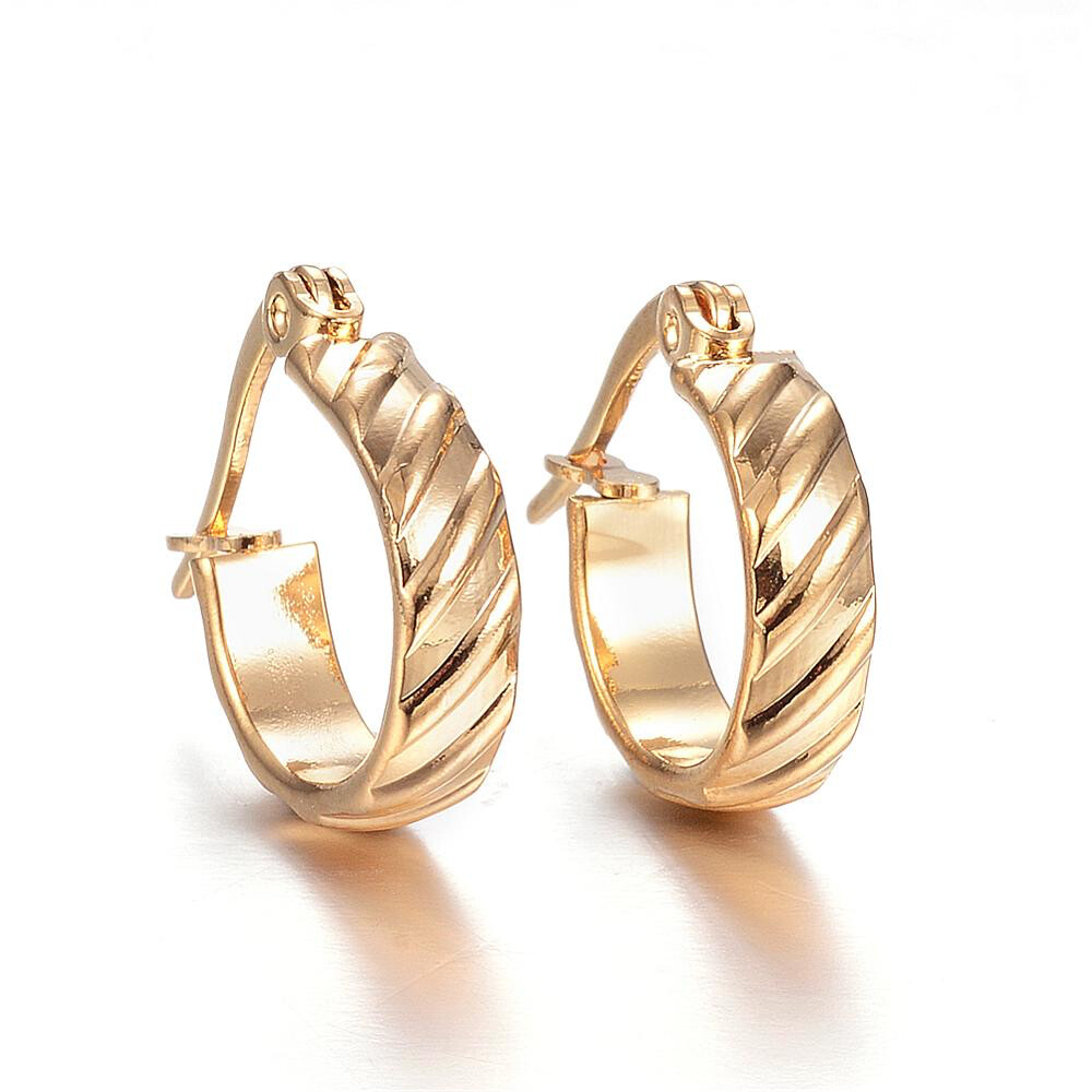 GOLD STAINLESS HOOP EARRINGS FJE6C