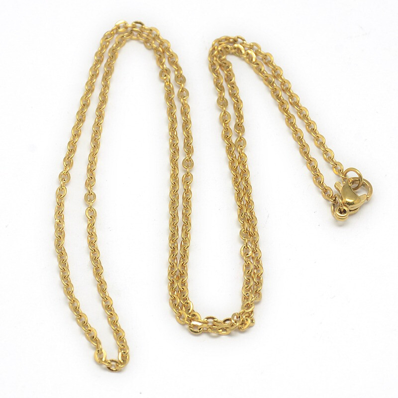GOLD STAINLESS 3X2MM CABLE CHAIN FJN47-20