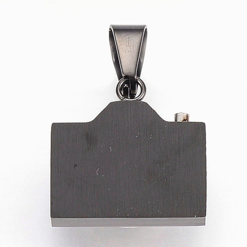 SILVER STAINLESS  CZ CAMERA PENDANT