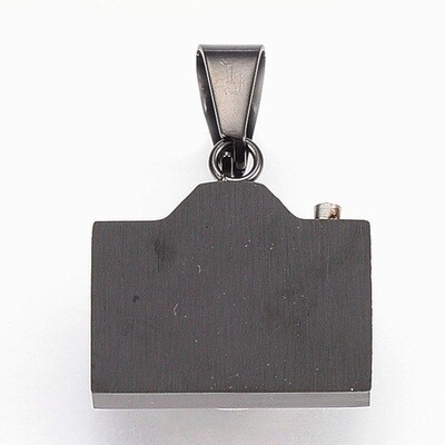 SILVER STAINLESS  CZ CAMERA PENDANT