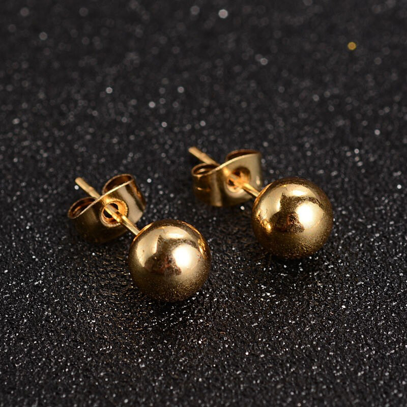 GOLD STAINLESS BALL STUD EARRINGS FJE50
