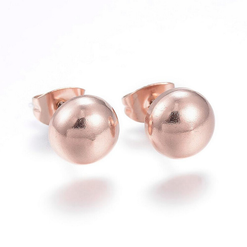 ROSE STAINLESS ROUND STUD EARRINGS FJE110