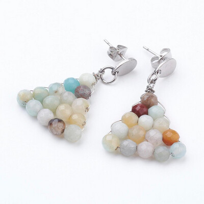 STAINLESS AMAZONITE EARRINGS FJEQ