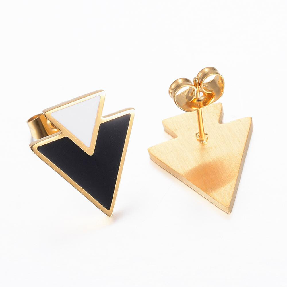 *GOLD STAINLESS ENAMEL EARRINGS FJESJ