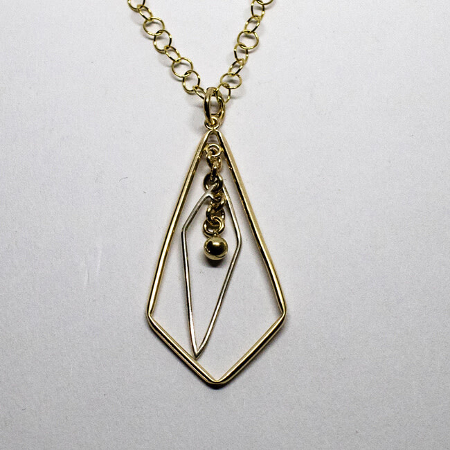 GOLD-FILLED OPEN SHAPE &amp; CHAIN DANGLE NECKLACE