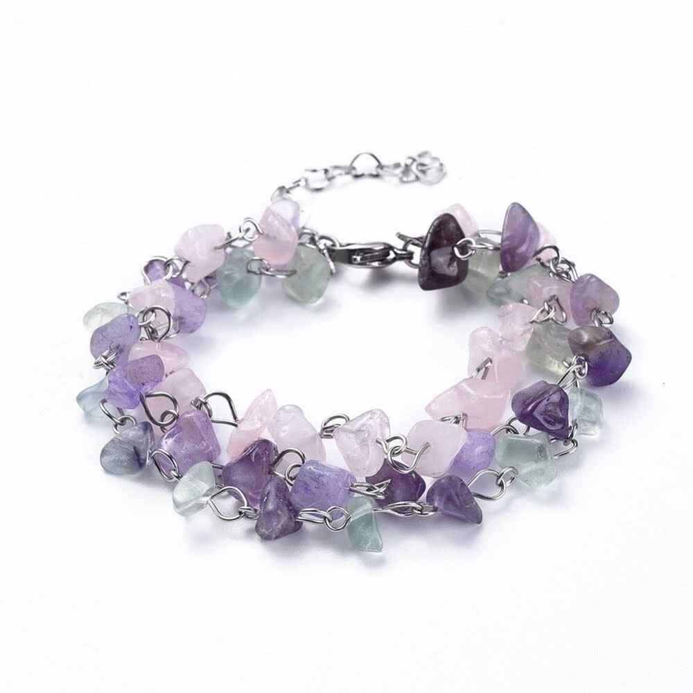 STAINLESS MULTI STONE BRACELET FJB74
