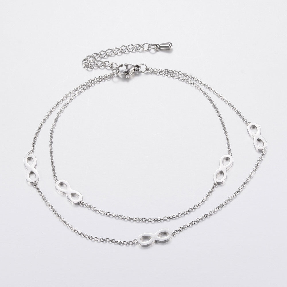 STAINLESS  DOUBLE INFINITY ANKLET FJA14