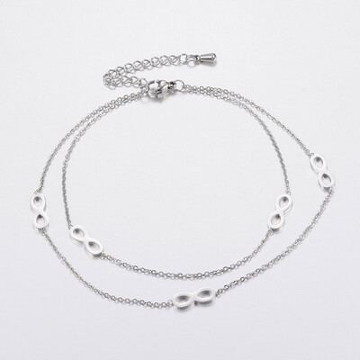 STAINLESS DOUBLE INFINITY ANKLET FJA14