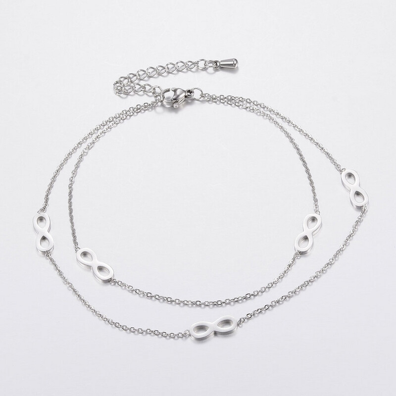 STAINLESS  DOUBLE INFINITY ANKLET FJA14