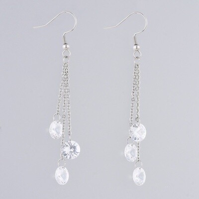 STAINLESS CZ DANGLE EARRINGS FJETD
