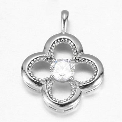 STAINLESS  CZ FLOWER PENDANT FJP11