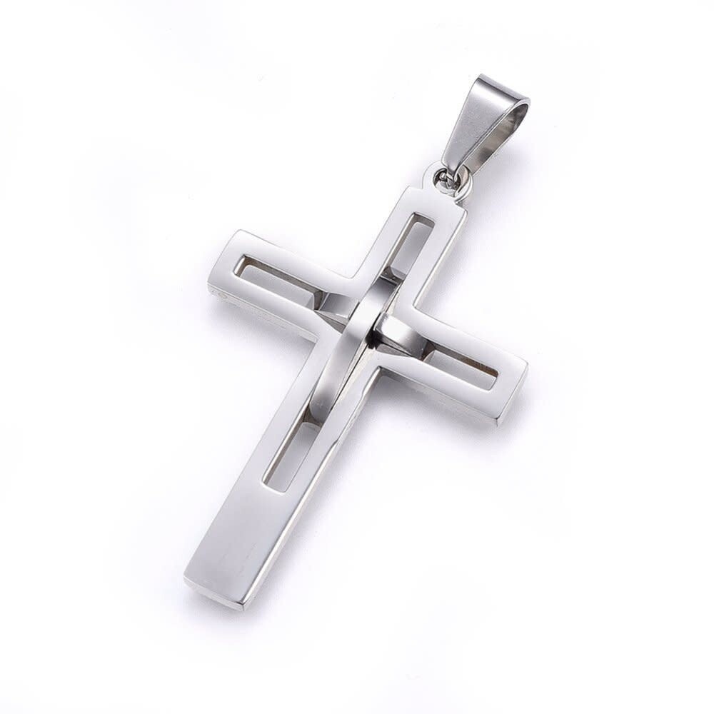 STAINLESS CROSS PENDANT FJPBW