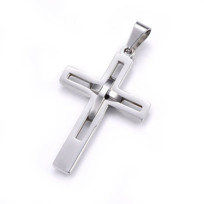 STAINLESS CROSS PENDANT FJPBW