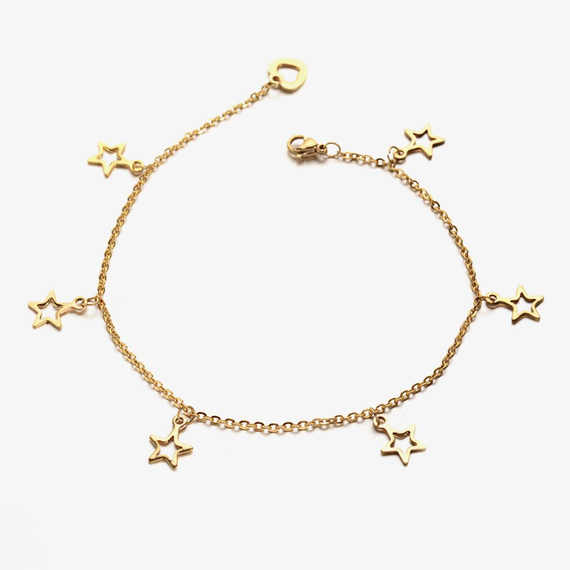 GOLD STAINLESS STAR ANKLET FJA06