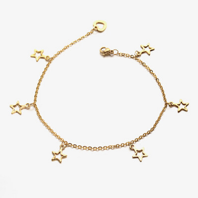 GOLD STAINLESS STAR ANKLET FJA06