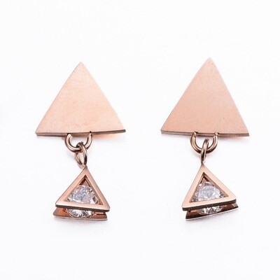 ROSE STAINLESS TRIANGLE CZ EARRINGS FJEGCT