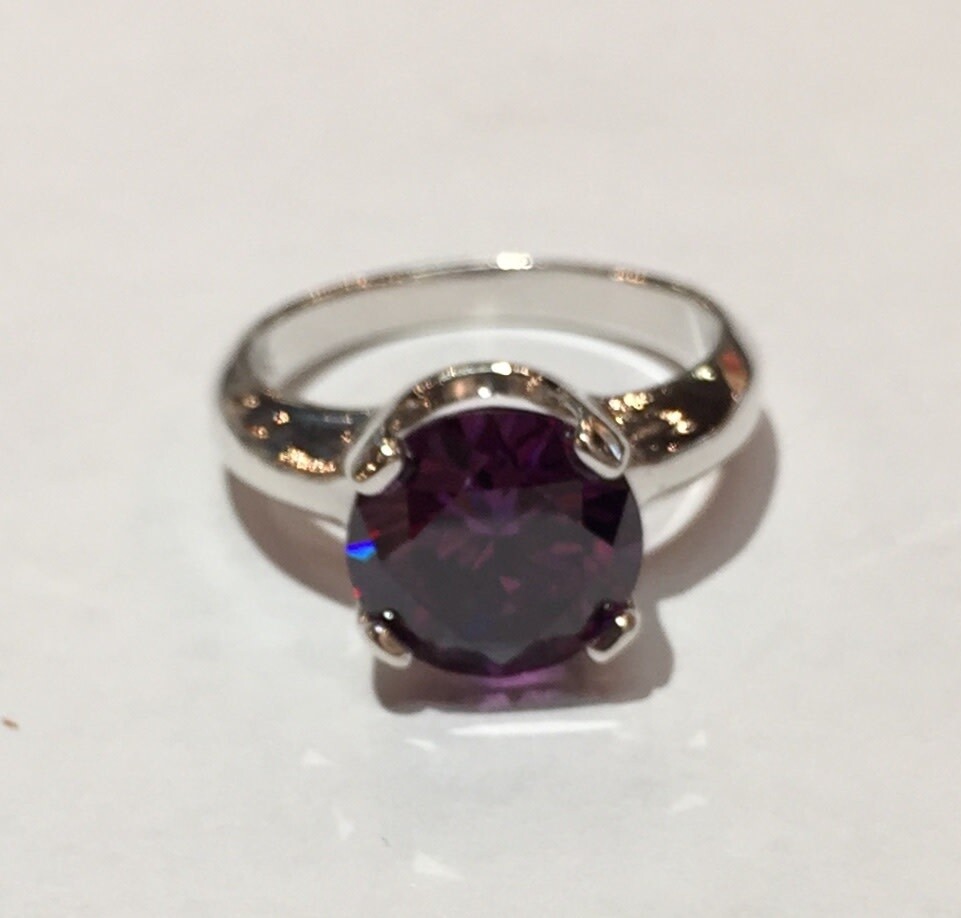 SILVER 10MM AMETHYST CZ RING KWH16-6.5