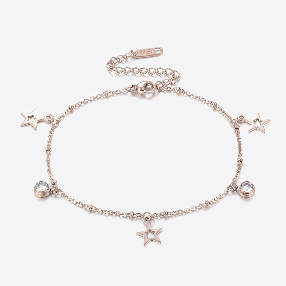 ROSE STAINLESS CZ BRACELET FJB43