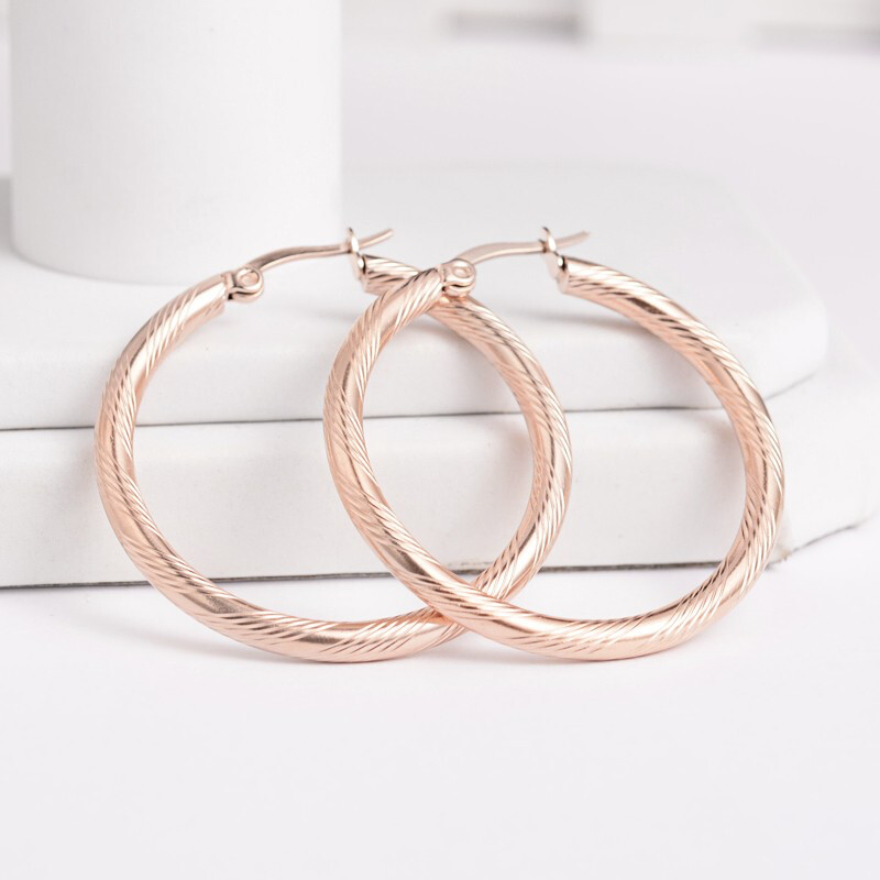 ROSE STAINLESS  HOOP EARRINGS FJE112