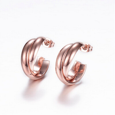 ROSE STAINLESS HOOP EARRINGS FJERG
